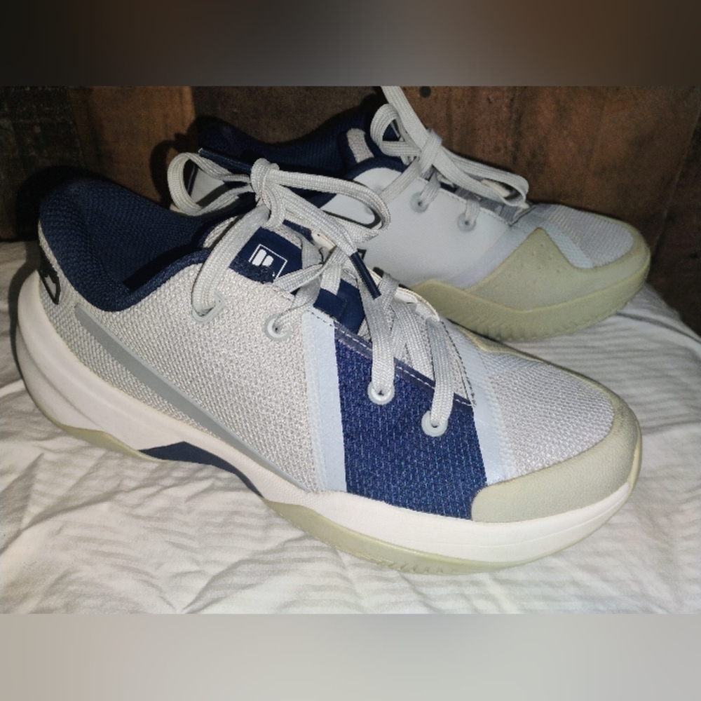 Fila Fire Ace Grey/Blue/Gardenia Women's Tennis Shoes Sneakers Size 8